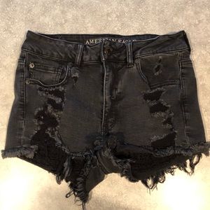 Black high rise jean shorts